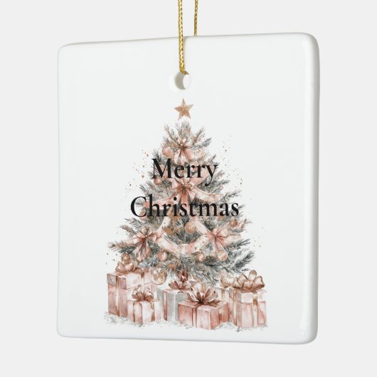 Blush Roos roze kerstboom Keramisch Ornament (Links)