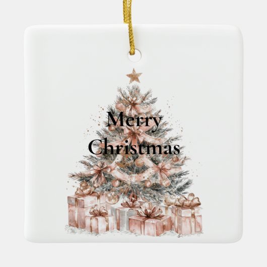 Blush Roos roze kerstboom Keramisch Ornament (Voorkant)