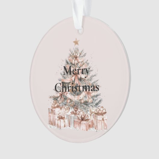 Blush Roos roze kerstboom Ornament (voorkant)