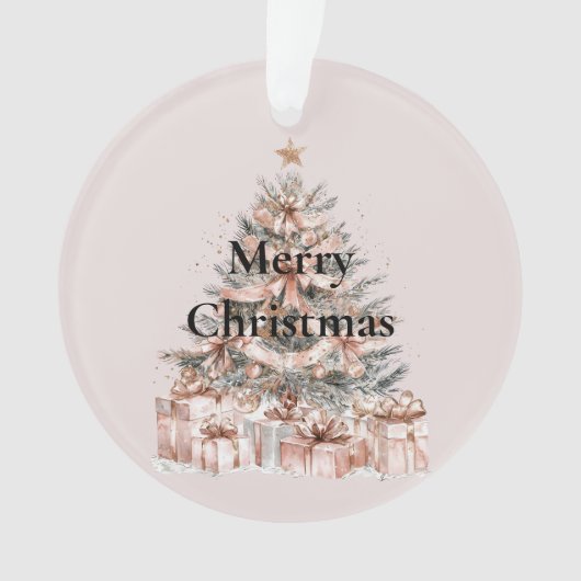 Blush Roos roze kerstboom Ornament (voorkant)
