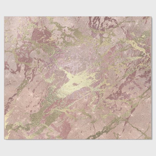Blush Roos Roze marmer Shiny Spark Gold Cadeaupapier (Vlak)