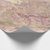 Blush Roos Roze marmer Shiny Spark Gold Cadeaupapier (Hoek)