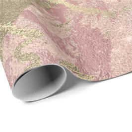 Blush Roos Roze marmer Shiny Spark Gold Cadeaupapier