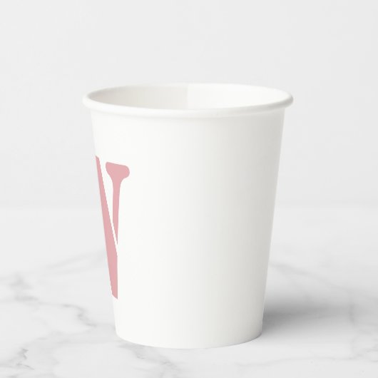 Blush Roos roze minimalistische familie Monogram L Papieren Bekers (Links)