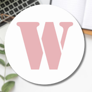 Blush Roos roze minimalistische familie Monogram L Ronde Sticker
