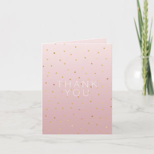 Blush Roos Roze Ombre Goud Confetti Sparkle Bedankkaart