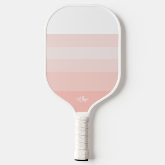Blush Roos Roze Peach Stripes Personated Text Pickleball Paddle (Achterkant)