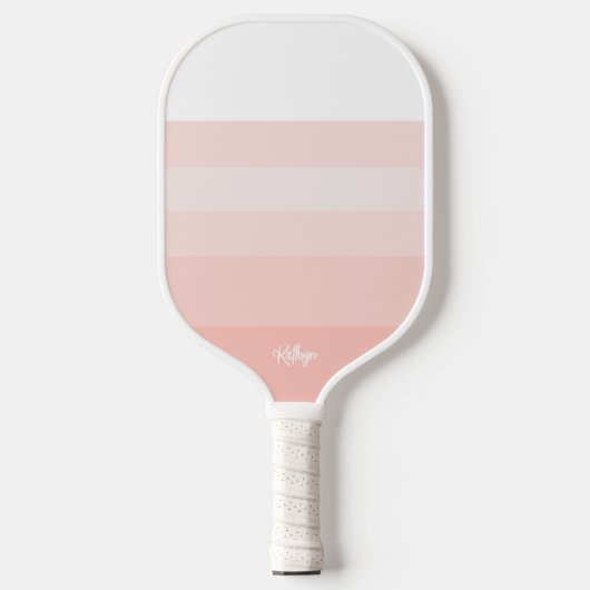 Blush Roos Roze Peach Stripes Personated Text Pickleball Paddle (Voorkant)