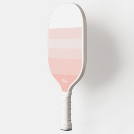 Blush Roos Roze Peach Stripes Personated Text Pickleball Paddle (Links)