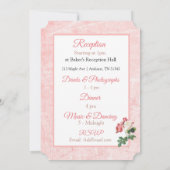 Blush Roos Roze Striped Floral Wedding Kaart (Achterkant)