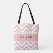 Blush Roos Roze witte maag Chevron Zigzag Tote Bag (Achterkant)