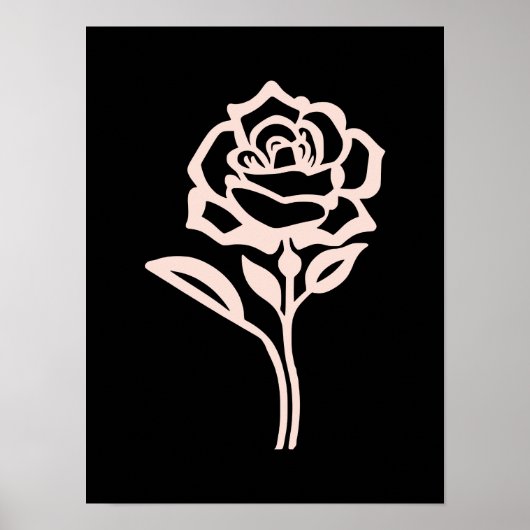 Blush Roos Silhouette Elegance Poster (Voorkant)