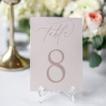 Blush   Roos Taupe | Eenvoudig elegant script Kaart<br><div class="desc">Eenvoudige en chic table number kaarten in de roos van de aardtoon en bleke cameo blush roze maken een elegante verklaring bij uw bruiloft of gebeurtenis. Het ontwerp kenmerkt handgeschreven het schrijven van het calligrafiekmanuscript met uw lijstaantal in klassieke cijfers.</div>