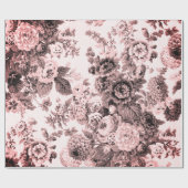 Blush Roos Toned  Floral Toile Flowers Cadeaupapier (Vlak)