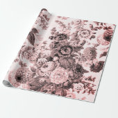 Blush Roos Toned  Floral Toile Flowers Cadeaupapier (Uitgerold)