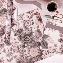 Blush Roos Toned  Floral Toile Flowers Cadeaupapier
