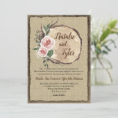 Blush Roos Tree Slice Boho Chic Wedding Kaart (Staand voorkant)