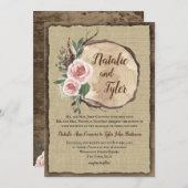 Blush Roos Tree Slice Boho Chic Wedding Kaart (Voorkant / Achterkant)