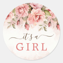 Blush Roos Waterverf Baby shower Het is een meisje
