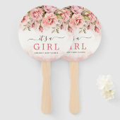 Blush Roos Waterverf Het is een meisje Baby shower Handwaaier (Voorkant en achterkant)