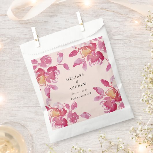 Blush Roos Waterverf Modern Bruiloft Bedankzakje (Geknipt)