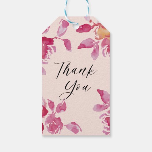 Blush Roos Waterverf Modern Bruiloft Cadeaulabel (Achterkant)