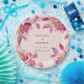 Blush Roos Waterverf Modern Bruiloft Papieren Bordje (Feest)