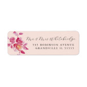Blush Roos Waterverf Modern Design Etiket (Voorkant)