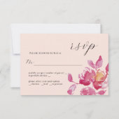 Blush Roos Waterverf Moderne Bruiloft RSVP Kaart (Voorkant)