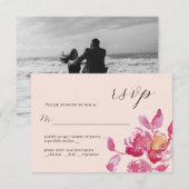 Blush Roos Waterverf Moderne Bruiloft RSVP Kaart (Voorkant / Achterkant)