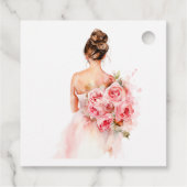 Blush Roos Waterverf Trouwjurk Vrijgezellenfeest Bedankjes Labels (Achterkant)