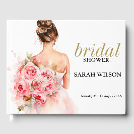 Blush Roos Waterverf Trouwjurk Vrijgezellenfeest Gastenboek