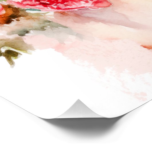 Blush Roos Waterverf Trouwjurk Vrijgezellenfeest Perfect Poster (Hoek)