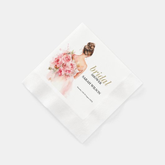 Blush Roos Waterverf Trouwjurk Vrijgezellenfeest Servet (Hoek)