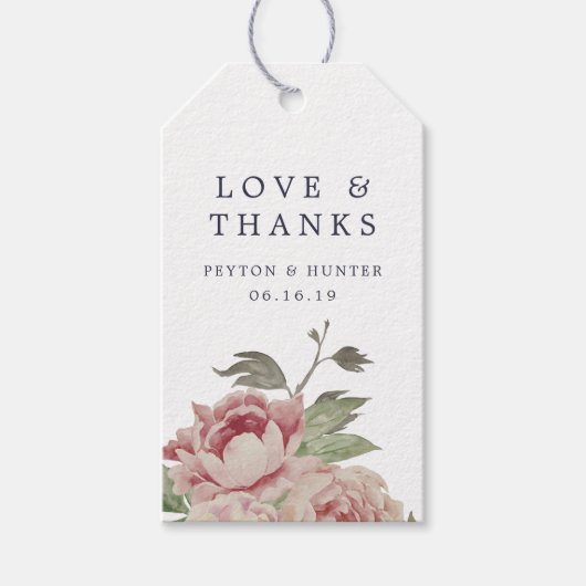 Blush Roos Weddenschap Bedankt Cadeaulabel (Voorkant)