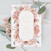 Blush Roos Weddenschap Gold Folie Uitnodiging