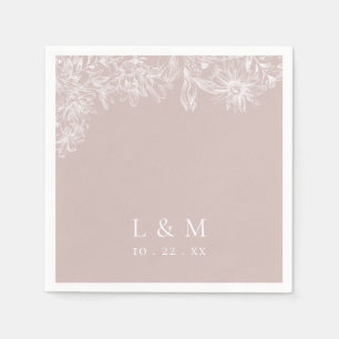 Blush Roos White Monogram Weddenschap Napkins Servet
