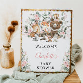 Blush Roos Woodland Animals Baby shower Welkom Poster