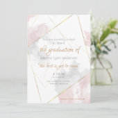 Blush Roos Zilveren Waterverf Geometrisch Afstuder Kaart (Staand voorkant)