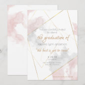 Blush Roos Zilveren Waterverf Geometrisch Afstuder Kaart (Voorkant / Achterkant)