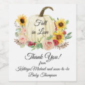 Blush Roos Zonnebloem Herfst Pompoen Baby Girl Sho Wijn Etiket (Enkel label)