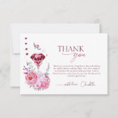 Blush Rose and Diamond Bridal Shower Bedankkaart (Voorkant)