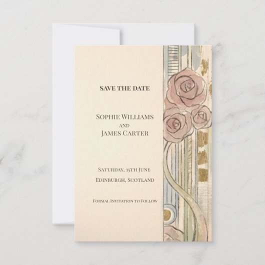 Blush Rose Art Nouveau Bewaar de Datum Save The Date (Voorkant)