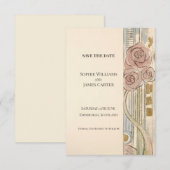 Blush Rose Art Nouveau Bewaar de Datum Save The Date (Voorkant / Achterkant)
