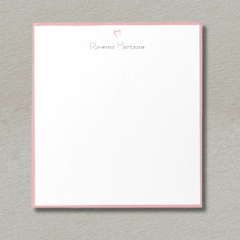 Blush Rose Border and Heart Custom Script Name Notitieblok