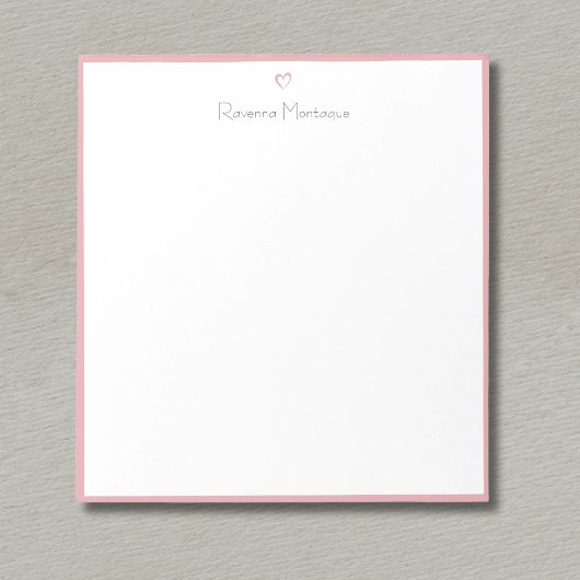 Blush Rose Border and Heart Custom Script Name Notitieblok