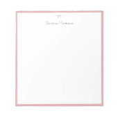 Blush Rose Border and Heart Custom Script Name Notitieblok (Voorkant)