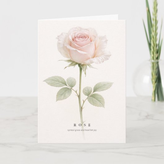 Blush Rose Botanical Art Symbol of Grace and Joy Kaart (Voorkant)