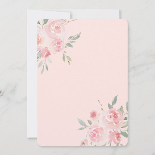 Blush Rose Bouquet | Bold Ampersand Wedding Invite Kaart (Achterkant)