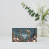 Blush Rose Floral and Misty Valley Gold Frame Visitekaartje (Staand voorkant)
